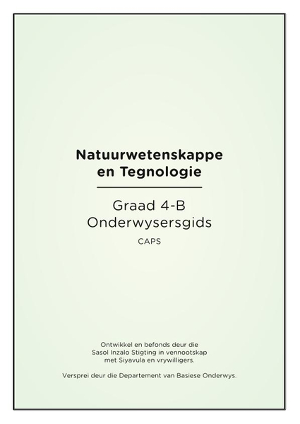 Natuurwetenskappe en Tegnologie Graad 4B Onderwysersgids CAPS