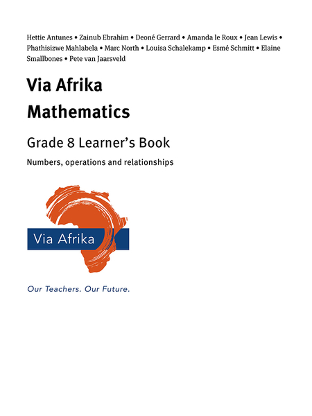 eBook Single topic ePub for Tablets: Via Afrika Mathematics Grade 8 Learner's Book: Numbers, operations and relationships