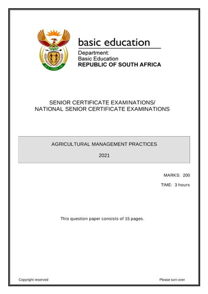 Agricultural Management Practices Grade 12 May 2021