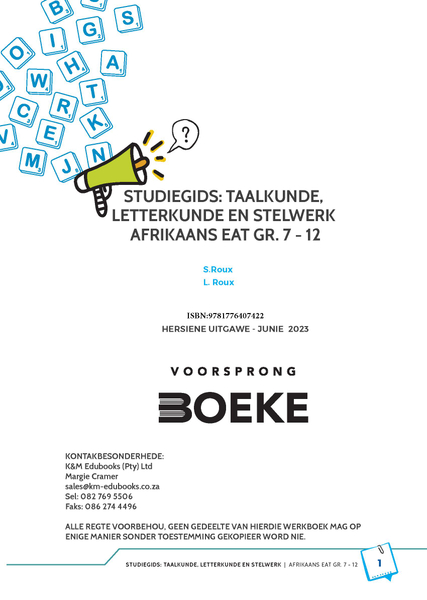 Voorsprong: Studiegids Taalkunde Letterkunde en Stelwerk Afrikaans Gr 7-12