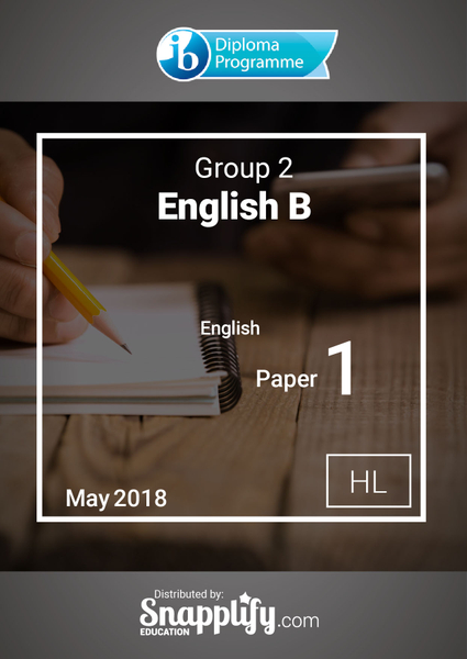 Group 2 - English B paper 1 question booklet HL