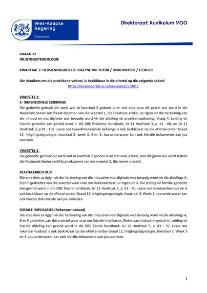 Graad 12 IT Hersieningsmateriaal Kwartaal 2 (CAPS)