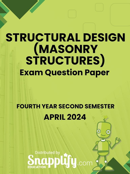 Structural Design (Masonry Structures) Fourth Year April 2024