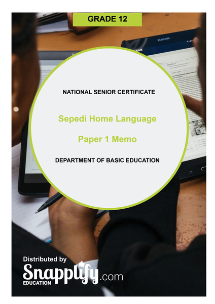 Sepedi Home Language Paper 1 memo Grade 12 November 2020