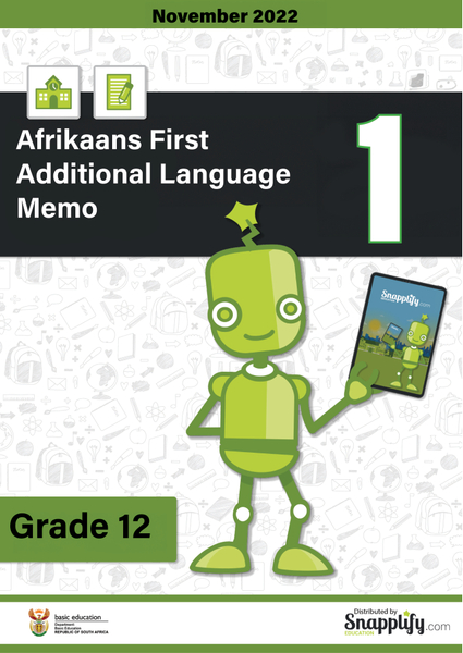 Afrikaans First Additional Language Paper 1 Memo Grade 12 November 2022