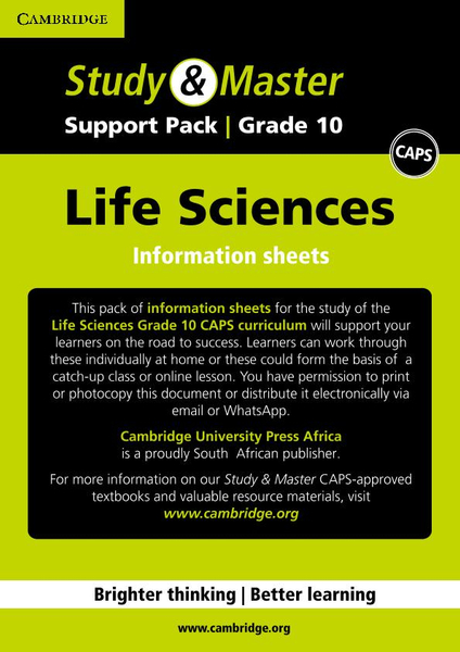 Study & Master Life Sciences Grade 10 Support pack Information Sheets