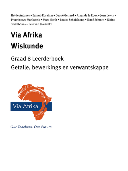 eBoek Enkel Onderwerp ePub vir tablette: Via Afrika Wiskunde Graad 8 Leerderboek: Getalle, Bewerkings En Verwantskappe