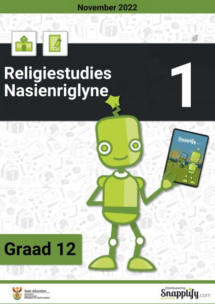 Religiestudies Vraestel 1 Nasienriglyne Graad 12 November 2022