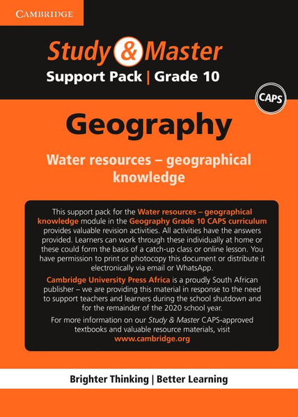 Study & Master Geography Grade 10 Support pack for Water resources â€“ geographical knowledge