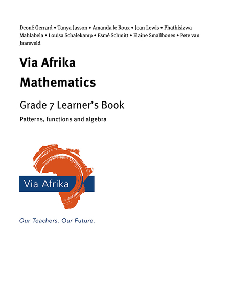 eBook Single topic ePub for Tablets: Via Afrika Mathematics Grade 7 Learner's Book: Patterns, functions and algebra