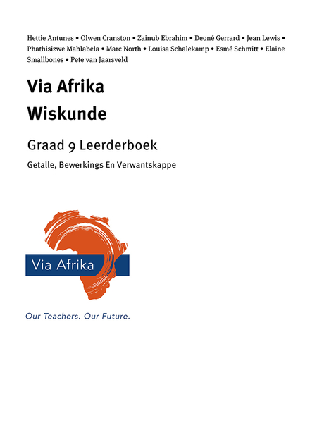eBoek Enkel Onderwerp ePub vir tablette: Via Afrika Wiskunde Graad 9 Leerderboek: Getalle, Bewerkings En Verwantskappe