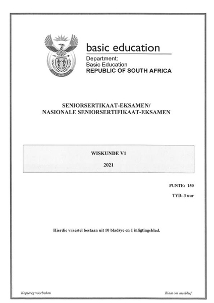 Wiskunde Vraestel 1 Graad 12 Mei 2021