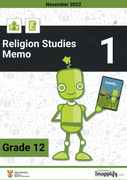 Religion Studies Paper 1 Memo Grade 12 November 2022