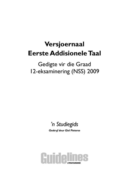 Versjoernaal Eerste Addisionele Taal: 'N Studiegids