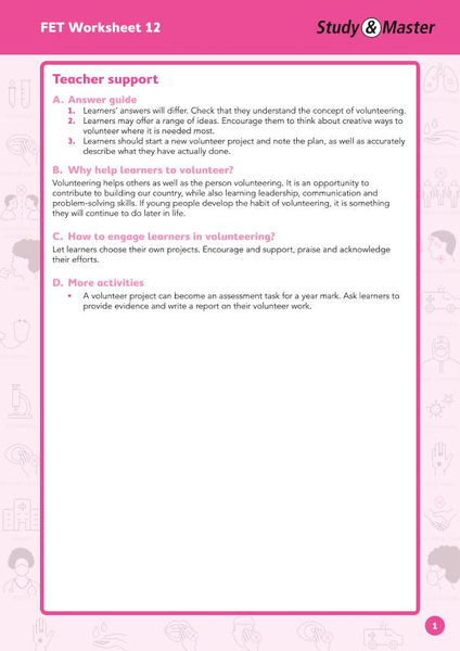 Study and Master FET Phase Worksheet 12 Teacher Support
