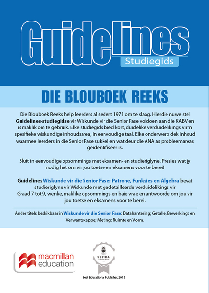 Guidelines: Wiskunde Vir Die Senior Fase: Patrone, Funksies En Algebra