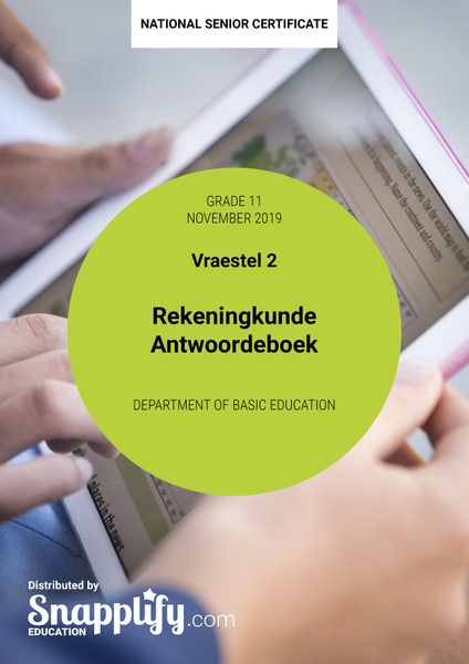 Rekeningkunde Vraestel 2 Antwoordeboek Grade 11 November 2019