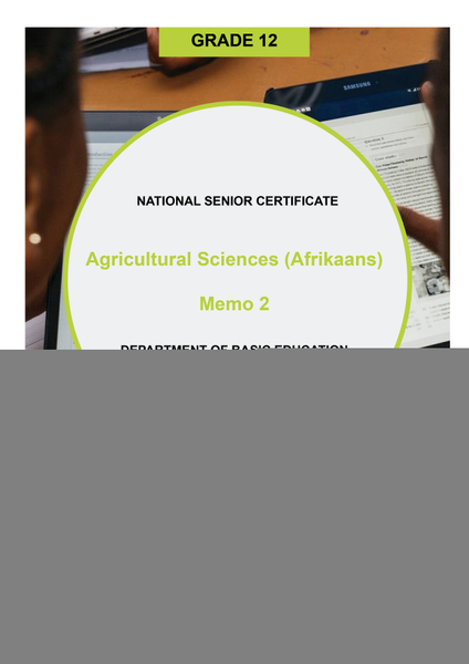Agricultural Sciences Memo 2 Grade 12 November 2020 (Afrikaans)