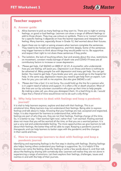 Study and Master FET Phase Worksheet 1 Teacher Support