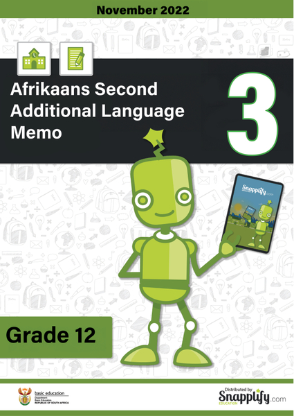 Afrikaans Second Additional Language Paper 3 Memo Grade 12 November 2022