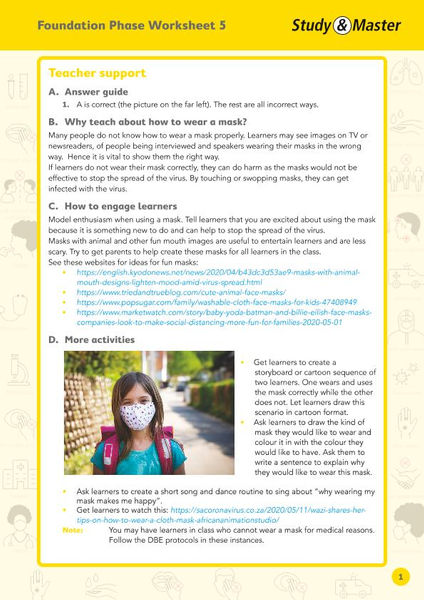 Study and Master Foundation Phase Worksheet 5 Teachers Support