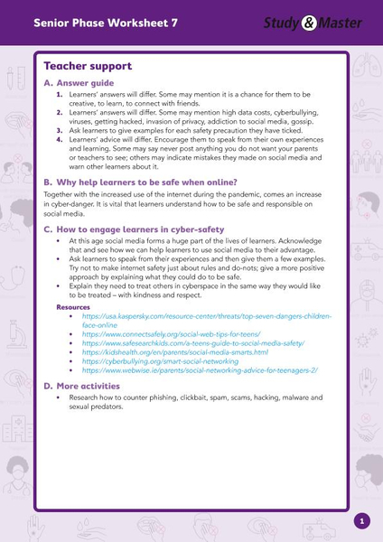 Study and Master Senior Phase Worksheet 7 Teachers Support