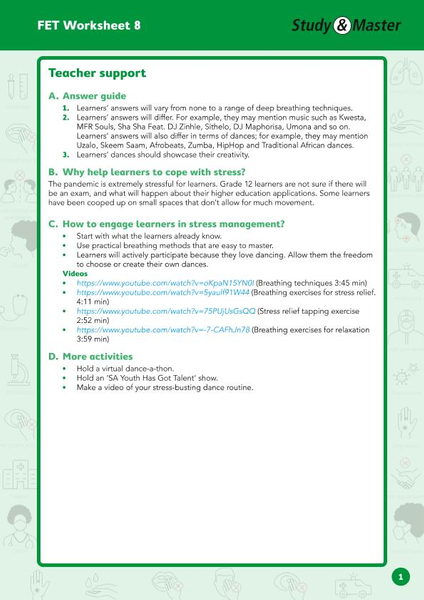 Study and Master FET Phase Worksheet 8 Teacher Support