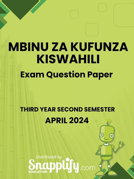 Mbinu Za Kufunza Kiswahili Third Year April 2024