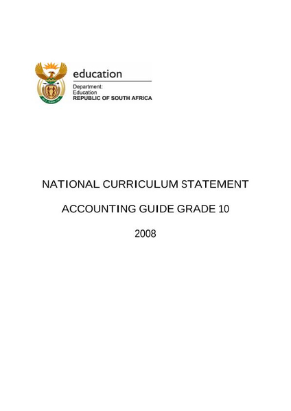 Study Guide: Accounting Grade 10