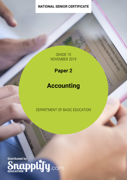 Accounting Paper 2 Grade 10 November 2019