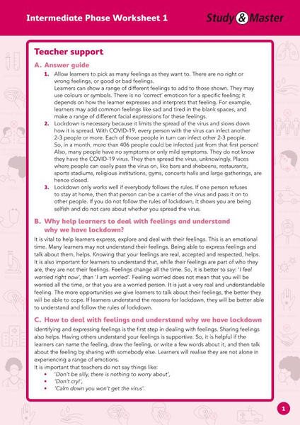 Study and Master Intermediate Phase Worksheet 1 Teachers Support
