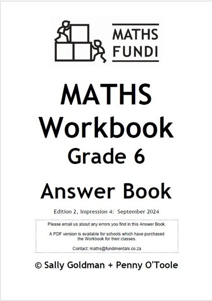 Maths Fundi Workbook Grade 6 Answer Book (2-year licence)