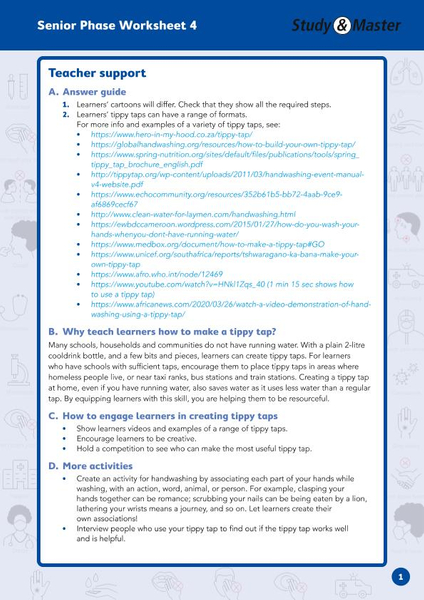 Study and Master Senior Phase Worksheet 4 Teachers Support
