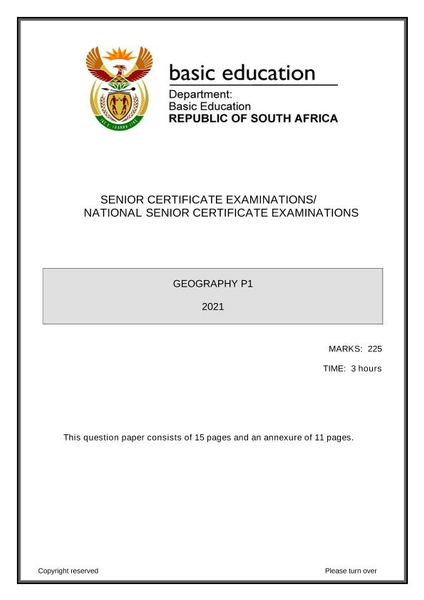 Geography Paper 1 Grade 12 May/June 2021