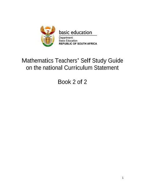 Study Guide: Mathematics Teachers’ Self Study Guide Book 2