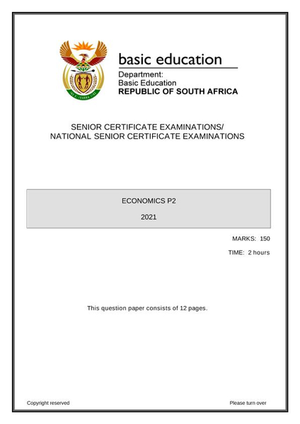 Economics Paper 2 Grade 12 May/ June 2021