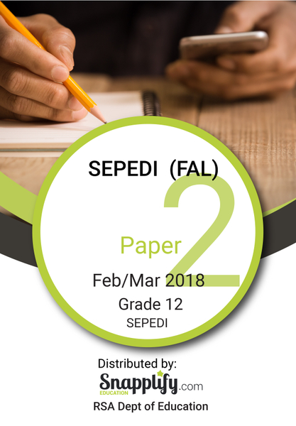 SEPEDI LELEME LA GAE LEPHEPHE LA BOBEDI Exam Pack - Feb/March 2018
