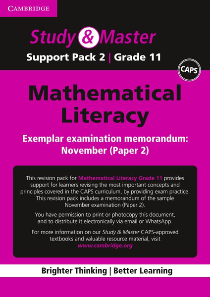 Study & Master Mathematical Literacy Grade 11 Practice exam memorandum â€“ November (Paper 2)
