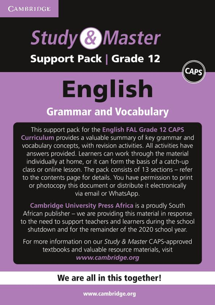 Study & Master English FAL Grade 12 Support Pack