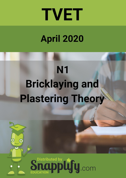 Bricklaying and Plastering Theory N1 Question Paper April 2020