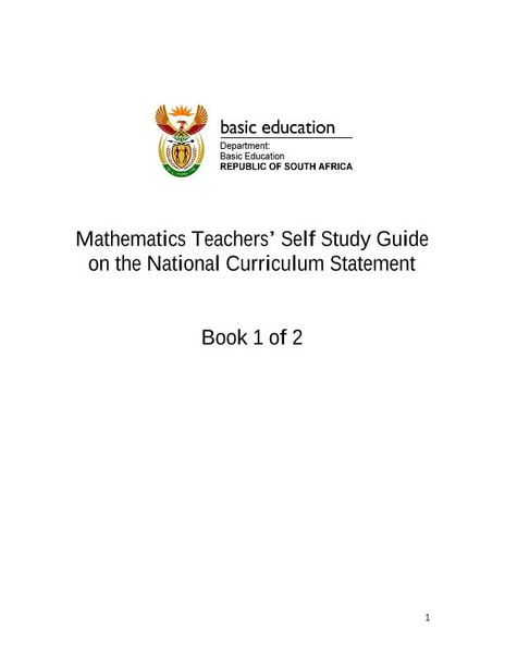 Study Guide: Mathematics Teachers’ Self Study Guide Book 1