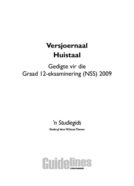 Versjoernaal Huistaal 2009: 'N Studiegids