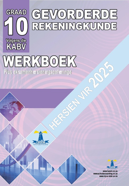 Gevorderde Rekeningkunde Werkboek Gr 10