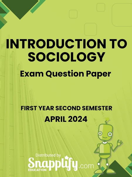 Introduction To Sociology One Year April 2024