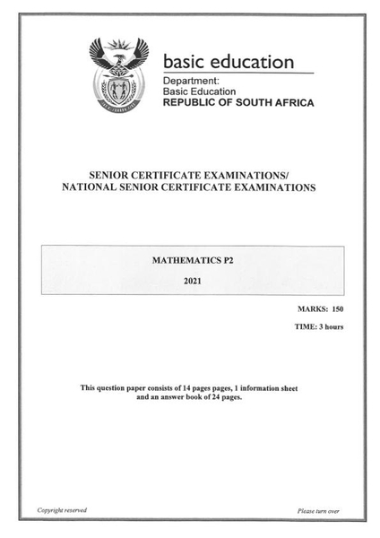 Mathemathics Paper 2  Grade 12 May 2021