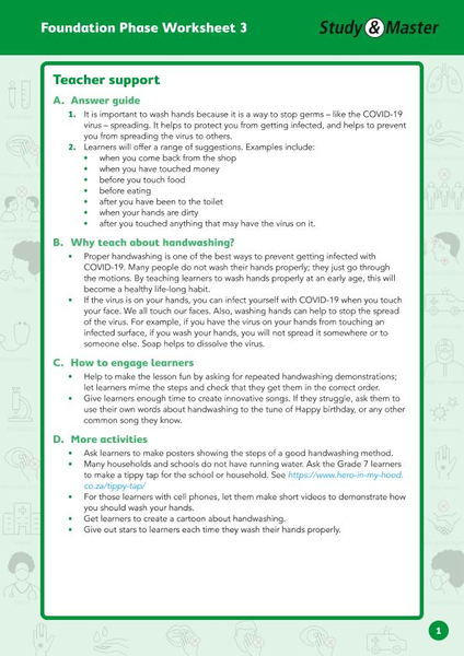 Study and Master Foundation Phase Worksheet 3 Teachers Support