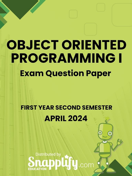 Object Oriented Programming I First Year April 2024