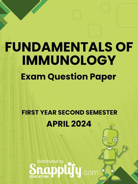 Fundamentals Of Immunology First Year April 2024