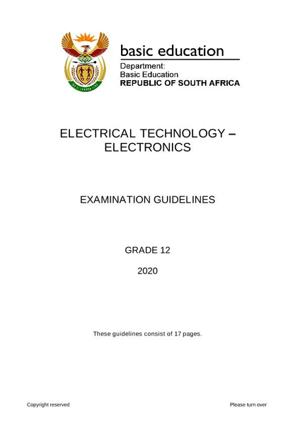Electrical Technology Graad 12 Exam Guidelines 2020 (Electronics) Eng (CAPS)