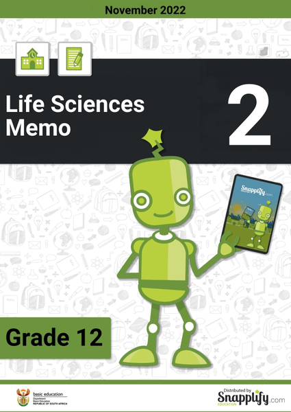 Life Sciences Paper 2 Memo Grade 12 November 2022